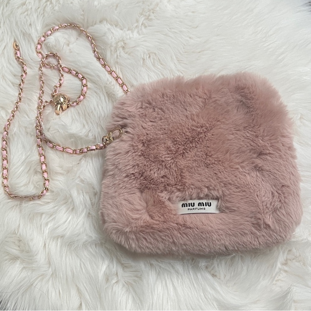 Miu Miu Blush Faux Fur Shoulder Bag